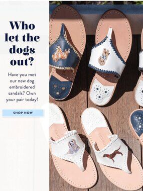Jack Rogers: Limited Edition: Dog Embroidered Sandals - Chocolate Lab Size 8